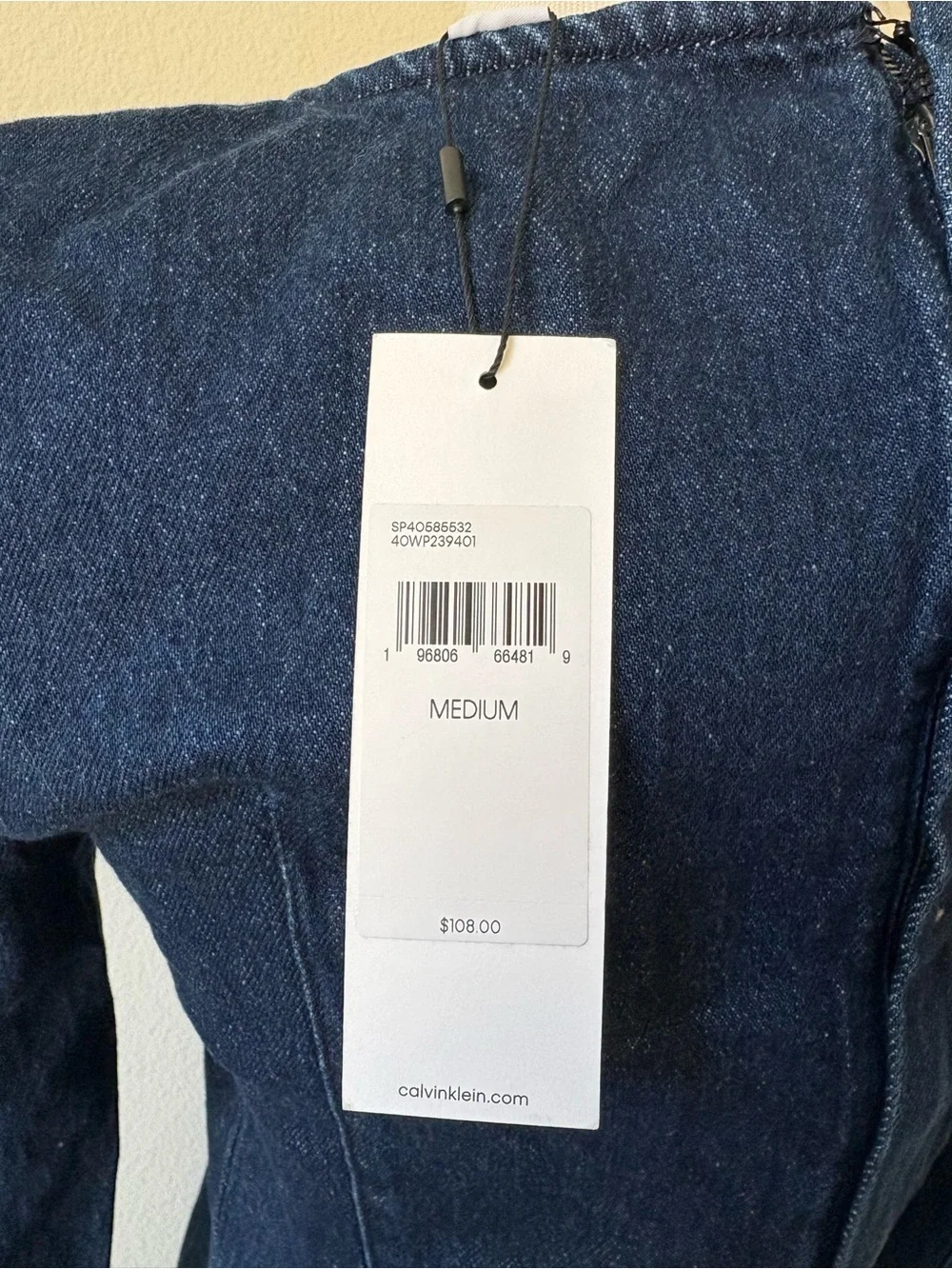 Calvin Klein | Denim Long Sleeve Square Neck Mini Dress - Picture 3 of 3